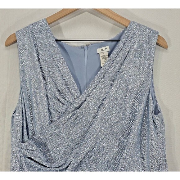 Cache Metallic Cocktail Dress Ruched Sleeveless Blue Silver Party Glam Fairy 14 - Picture 4 of 14